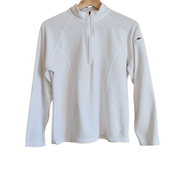 LL Bean Fleece 1/4 Zip Shirt Layering White Women's Medium - Picture 1 of 7